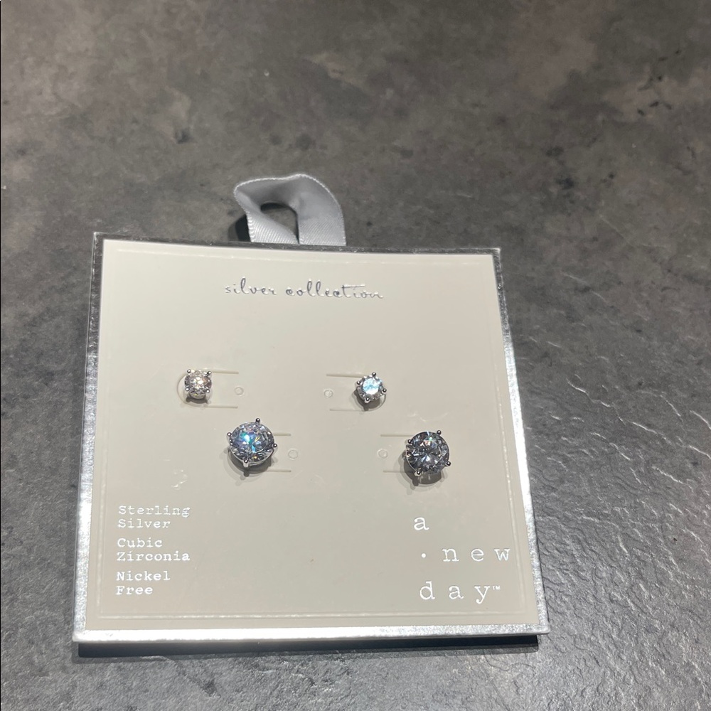 A New Day Silver Cubic Zirconia Earrings Set